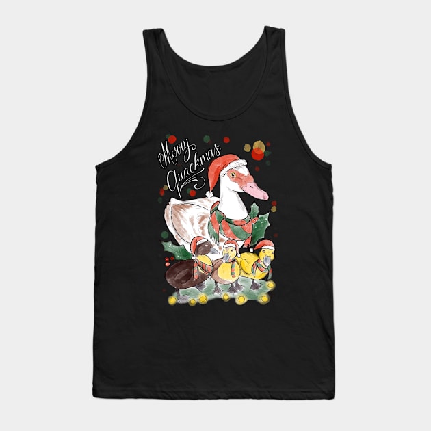 Merry quackmas dark Tank Top by Jurassic Ink